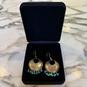 Carolyn Pollack Relios Sterling Silver Turquoise Southwestern Drop Earrings